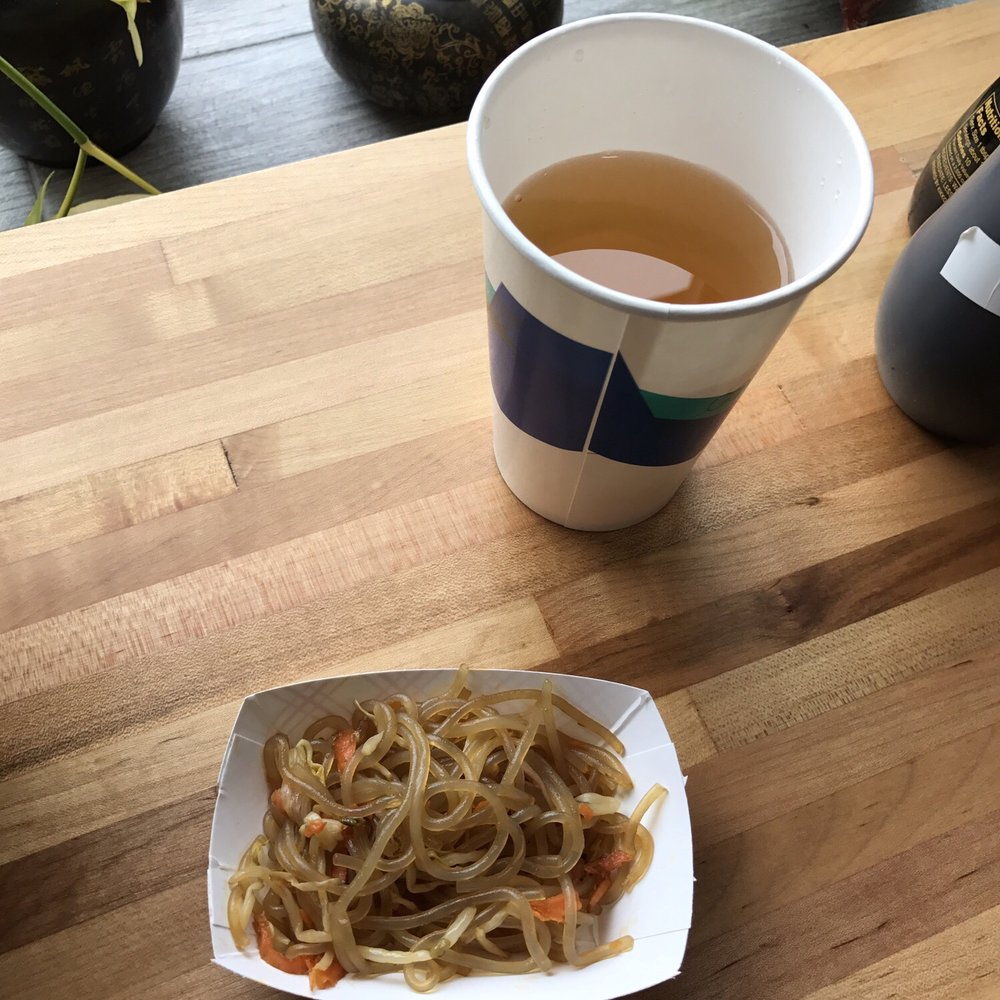 District Dumplings - The free noodle salad and tea - Asian Fusion Near Me - Fairfax, Virginia