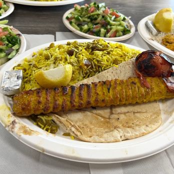 North Park Produce Bakery and Grill - Chicken Koobideh (ground) kabob plate with Ada's polo ($2-extra) and Sarazian Salad - Delish !!! - Persian/Iranian Near Me - Poway, California North Park Produce Bakery and Grill - Chicken Koobideh (ground) kabob plate with Ada's polo ($2-extra) and Sarazian Salad - Delish !!! - Persian/Iranian Near Me - Poway, California