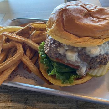 Little Bitty Burger Barn - Juicy Lucy w/extra Blue cheese. - Burgers Near Me - Houston, Texas Little Bitty Burger Barn - Juicy Lucy w/extra Blue cheese. - Burgers Near Me - Houston, Texas