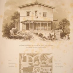 Villa Liegnitz - Zeichnung Liegnitz-Park und Verandaseite der Villa