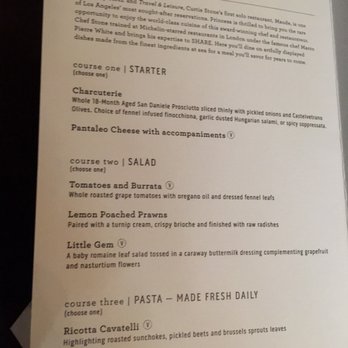 Princess Cruises  - Menu for Curtis Stone's Share specialty restaurant - Tours Near Me - San Pedro, California