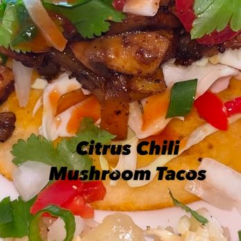 Xquisite - Citrus Chili Mushroom Tacos. (3) Street Tacos + 2 Sides + Drink. (V)* $24.99 - Vegan Near Me - Vallejo, California