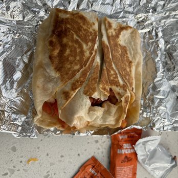 Del Taco - Breakfast Toasted Wrap - this is small and no bacon - nothing like the menu picture - Mexican Near Me - Modesto, California Del Taco - Breakfast Toasted Wrap - this is small and no bacon - nothing like the menu picture - Mexican Near Me - Modesto, California