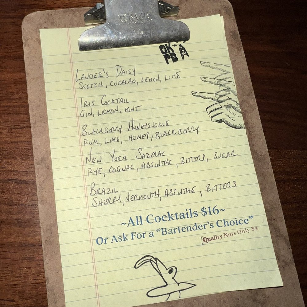 OKPB - Menu (handwritten, which I loved!) - Cocktail Bars Near Me - Washington, DC, District of Columbia OKPB - Menu (handwritten, which I loved!) - Cocktail Bars Near Me - Washington, DC, District of Columbia