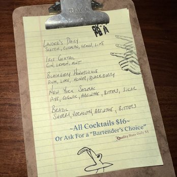 OKPB - Menu (handwritten, which I loved!) - Cocktail Bars Near Me - Washington, DC, District of Columbia