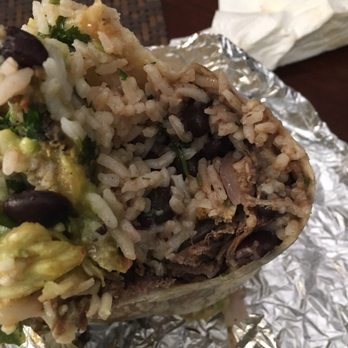 Chipotle Mexican Grill - My 1/2 barbacoa 1/2 chicken burrito. Might as well be vegetarian. - Mexican Near Me - Manteca, California