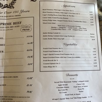 Peter Luger - Menu Part 2 - Steakhouses Near Me - Brooklyn, New York