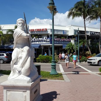 St Armands Circle - View from the center of circle toward the oldest restaurant the Columbia opened 1905 - Shopping Centers Near Me - Sarasota, Florida