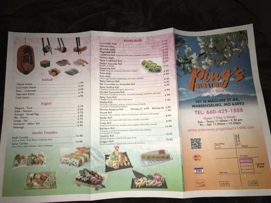 Menu photo 1 Pings Hibachi Warrensburg, MO Menu photo 1 Pings Hibachi Warrensburg, MO