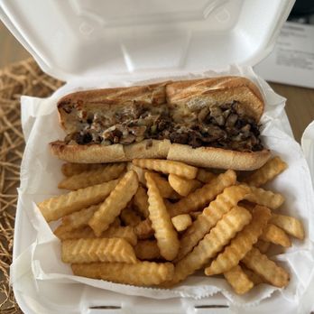 Elm Street Cafe - Steak and Cheese Sub w/ Krinkle Cut fries - Cafes Near Me - High Point, North Carolina