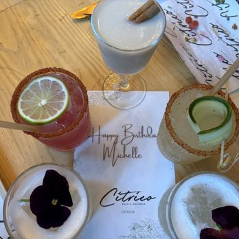 Citrico Cafe - pisco en jalisco (2), prickly pear margarita, horchata martini, cool spicy margarita - Mexican Near Me - Astoria, New York