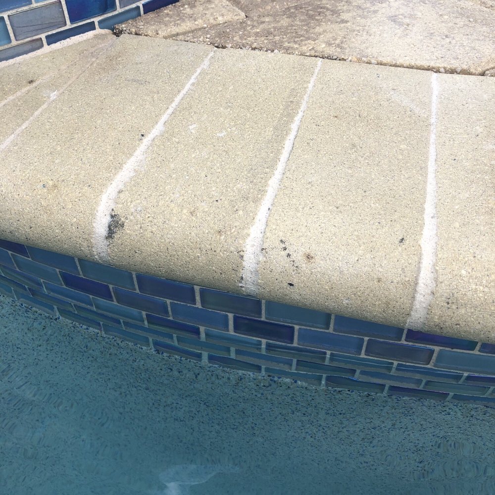 Patio Pools - Discolored markings left on coping. They could care less. - Hot Tub & Pool Near Me - Tampa, Florida