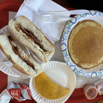 Freeport Deli & Grill - 7/24/25 egg sandwich and surprisingly good pancake. Would pass on empanada. - Delis Near Me - Freeport, New York