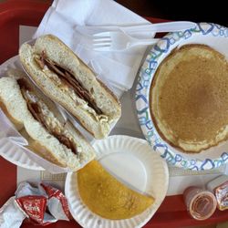 Freeport Deli & Grill - 7/24/25 egg sandwich and surprisingly good pancake. Would pass on empanada.