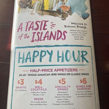 Bahama Breeze - Menu cover - Bars Near Me - Schaumburg, Illinois