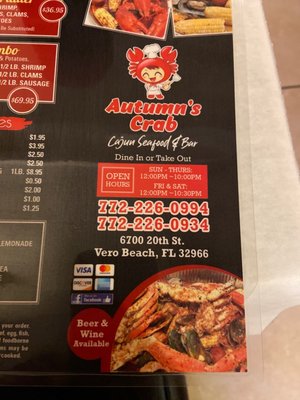 Menu photo 8 Autumn's Crab Vero Beach, FL Menu photo 8 Autumn's Crab Vero Beach, FL