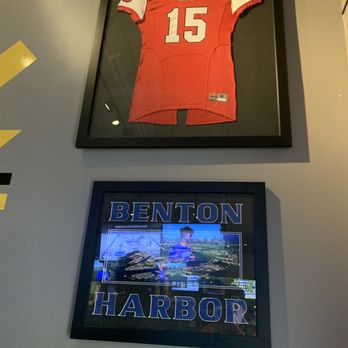 Buffalo Wild Wings - a football jersey and memorabilia - Chicken Wings Near Me - Saint Joseph, Michigan