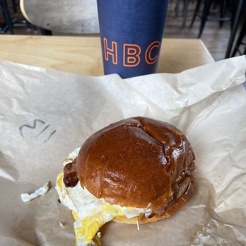 Hartford Baking Co. - E-BAT Sandwich and Large Oatmilk Mocha - Coffee & Tea Near Me - Glastonbury, Connecticut