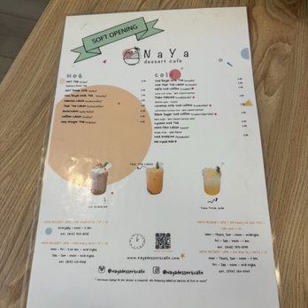 NaYa Dessert Cafe - Menu of drinks - Desserts Near Me - San Jose, California