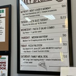 The Hub Pizza - Daily specials