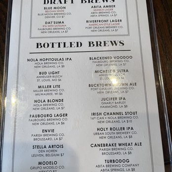 Kingfish Kitchen & Cocktails - Cocktail menu back / beer menu - Cajun/Creole Near Me - New Orleans, Louisiana Kingfish Kitchen & Cocktails - Cocktail menu back / beer menu - Cajun/Creole Near Me - New Orleans, Louisiana