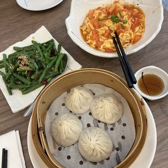 Dumpling Story - soup dumplings, green beans, tomato egg noodles - Asian Fusion Near Me - San Francisco, California