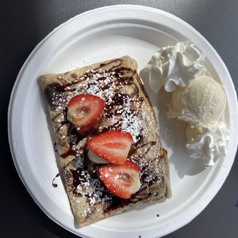 Blossom Bee - a plate of food with strawberries and ice cream - Creperies Near Me - Dublin, California Blossom Bee - a plate of food with strawberries and ice cream - Creperies Near Me - Dublin, California