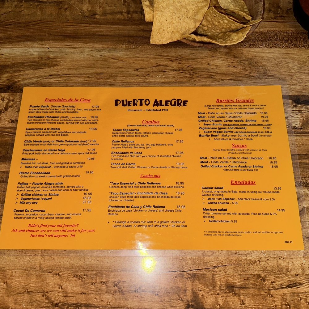 Puerto Alegre - Menu - Mexican Near Me - San Francisco, California Puerto Alegre - Menu - Mexican Near Me - San Francisco, California