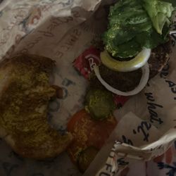 Blake's Lotaburger - Hamburger no tomatoes, had to take bottom bun off because it was to stale.