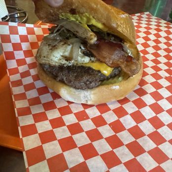 Rick’s - Hungry man burger   Bacon and egg added to 8oz patty - Burgers Near Me - Mansfield, Texas