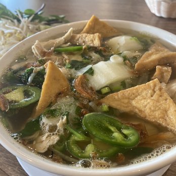 Bone & Broth - Vegetable Pho with added chicken.   So delicious. Restaurant is very clean and service is excellent!! - Vietnamese Near Me - Ontario, California