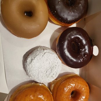Randy's Donuts - Maple, glaze, chocolate and powder sugar Donuts. My favorite was the glaze. - Donuts Near Me - Downey, California Randy's Donuts - Maple, glaze, chocolate and powder sugar Donuts. My favorite was the glaze. - Donuts Near Me - Downey, California
