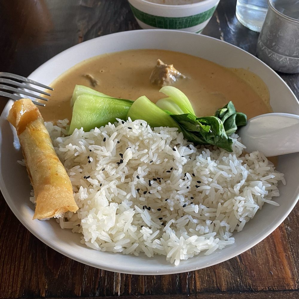 Summer Buffalo - Lunch special - Beef Panang Curry with Rice. Also comes with a side salad (not photographed) and veggie egg roll - Thai Near Me - Burbank, California Summer Buffalo - Lunch special - Beef Panang Curry with Rice. Also comes with a side salad (not photographed) and veggie egg roll - Thai Near Me - Burbank, California