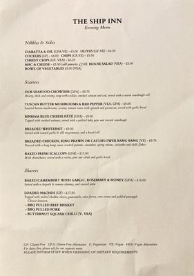 Menu photo 2 The Ship Inn Weybourne, NFK