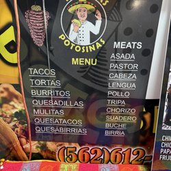 Taquizas Potosinas - Meat menu selection