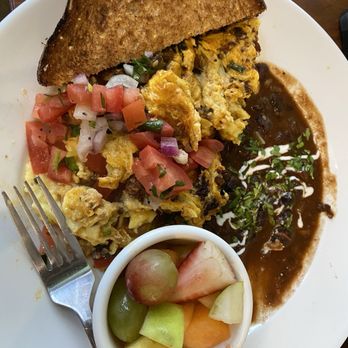 Mo'z Cafe - Chorizo Scramble Breakfast Special with Fruit no hass brown potatoes - Breakfast & Brunch Near Me - San Francisco, California Mo'z Cafe - Chorizo Scramble Breakfast Special with Fruit no hass brown potatoes - Breakfast & Brunch Near Me - San Francisco, California