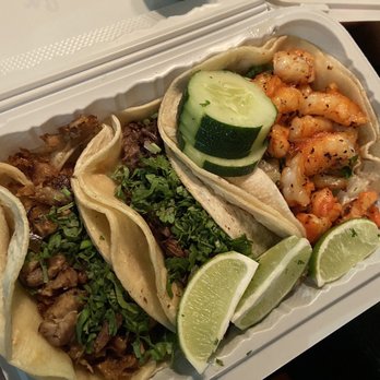Tacos Lino's - Camaron Taco (Shrimp Taco), Bistec Taco, brisket taco - Tacos Near Me - Brooklyn, New York