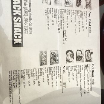 Snack Shack - Menu - Sushi Bars Near Me - Oroville, California