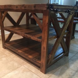 Rocky Brook Woodworks - Antique Lumber with Rough Sawn Kitchen Island available at www.RockyBrookWoodworks.com