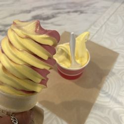 Jango's Frozen Treats - Cherry and mango twist in the cove. Pineapple and mango in the cup.
