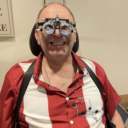 Steam punk eyewear during exam. Steam punk eyewear during exam.
