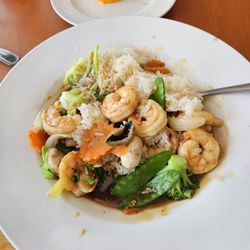 Thai Star Sushi Bar - Garlic Vegetables with fresh Gulf Shrimp it was absolutely delicious