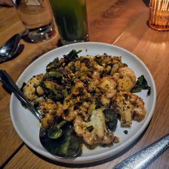 Balaboosta - Cauliflower- Chermoula, scallion, pickled raisins, and almonds. $19. Very tasty/would recommend - Mediterranean Near Me - New York, New York Balaboosta - Cauliflower- Chermoula, scallion, pickled raisins, and almonds. $19. Very tasty/would recommend - Mediterranean Near Me - New York, New York