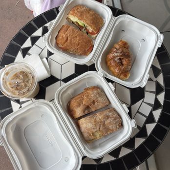 Caffe Tre Venezie - Salame panini, breakfast panini, almond cornetto and iced hazelnut latte - Coffee & Tea Near Me - Torrance, California Caffe Tre Venezie - Salame panini, breakfast panini, almond cornetto and iced hazelnut latte - Coffee & Tea Near Me - Torrance, California
