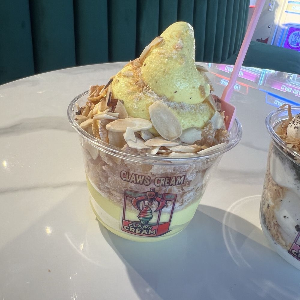 Claws and Cream - Durian with almond and Frosted Flakes - Coffee & Tea Near Me - Garden Grove, California Claws and Cream - Durian with almond and Frosted Flakes - Coffee & Tea Near Me - Garden Grove, California