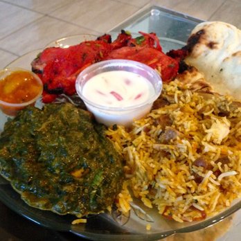 Ghazal India Cafe - Tandoori Chicken, Goat Briyani and Sag Paneer with Naan - Indian Near Me - Stafford, Texas
