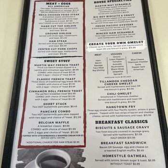 Martin Way Diner - Menu - Breakfast & Brunch Near Me - Olympia, Washington Martin Way Diner - Menu - Breakfast & Brunch Near Me - Olympia, Washington