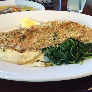 Antico Posto - Pistachio crusted whitefish, with mashed potatoes, and spinach sautéed in herbed butter - Italian Near Me - Oak Brook, Illinois Antico Posto - Pistachio crusted whitefish, with mashed potatoes, and spinach sautéed in herbed butter - Italian Near Me - Oak Brook, Illinois