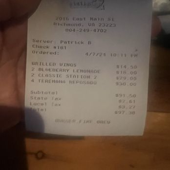 Station 2 - Our bill - New American Near Me - Richmond, Virginia