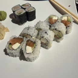 Negihama roll minus 2 in my belly and the Philly roll.